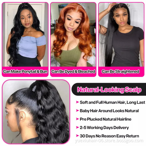 180% Body Wave Lace Closure Wig  Human Hair for Black Women Pre Plucked With Baby Hair Brazilian Transparent Lace Frontal Wig
